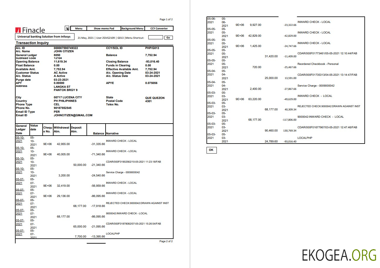 Inde Banque Finacle 2p Excel